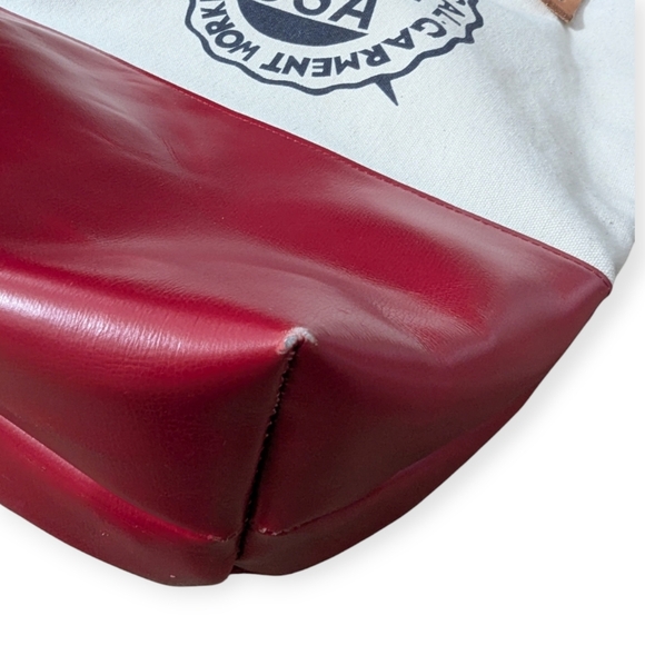Fleabags Tote Bag with Leather Handles Red and White Handmade in Brooklyn Rare - Picture 8 of 10